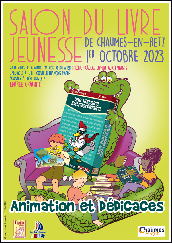 Animation et dédicaces pour le jeu Une Histoire Extraordinaire au salon du livre jeunesse de Chaume en Retz