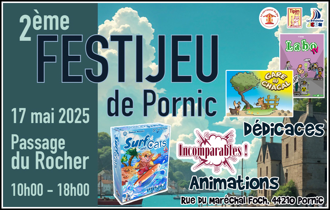Animation et dédicaces pour les jeux de La Brévinoise Jeux au Festival de Pornic (44)