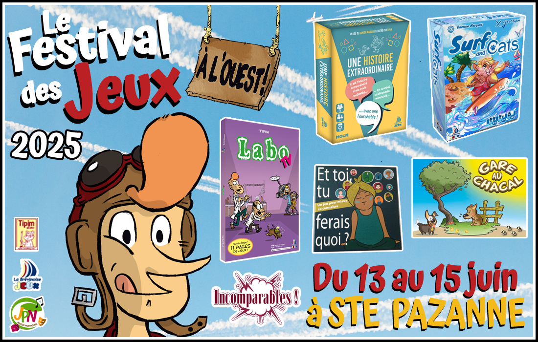 Animations et dédicaces pour les jeux et albums de la Brévinoise Jeux au Festival des Jeux à l'Ouest de Ste Pazanne (44)
