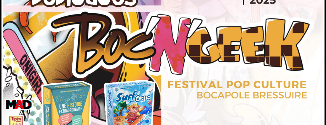 Animation et dédicaces des jeux Une Histoire Extraordinaire et Surf and Cats au festival Boc'N'Geek de Bressuire (79)