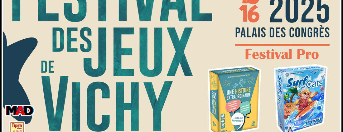 Animation et dédicaces des jeux Une Histoire Extraordinaire et Surf and Cats au festival pro des jeux de Vichy (03)