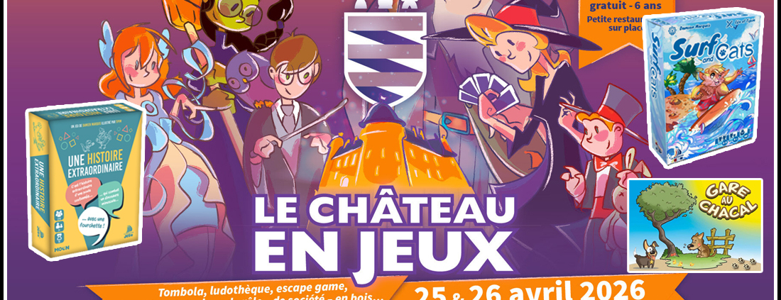 Animation et dédicaces pour les jeux Une Histoire Extraordinaire et Surf and Cats au festival le Château en Jeux de Brélès (29)