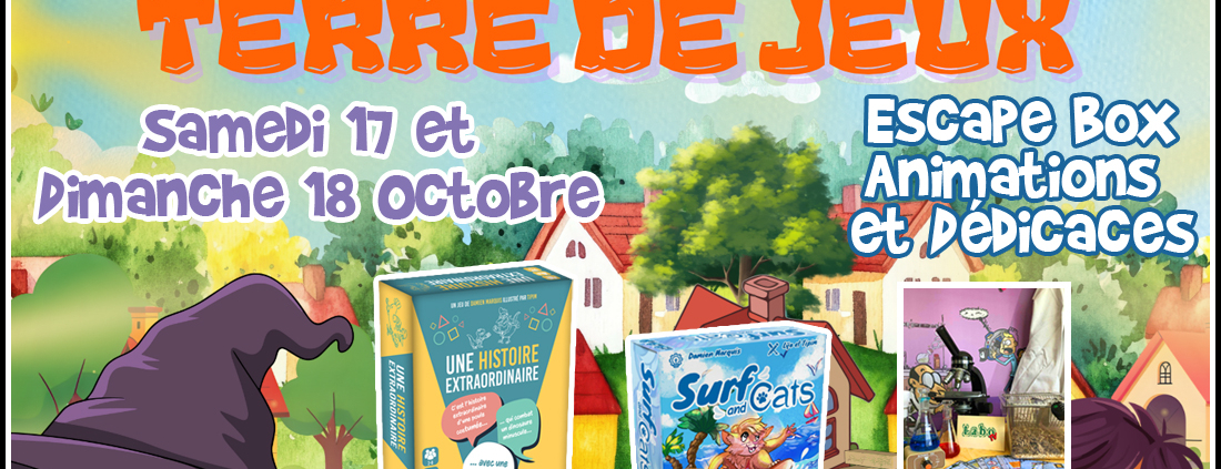 Animation de l'escape box et des jeux Une Histoire Extraordinaire, Surf and Cats et Gare au Chacal au festival des jeux de Ambazac (87)